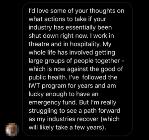 Message asking what to do if your industry is dying
