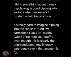 Message asking when to use emergency fund